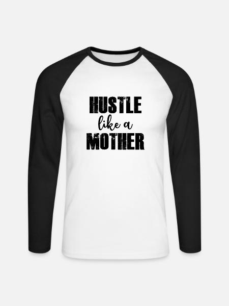 HEKTIK WIE EINE MUTTER - Unisex Baseballshirt langarm - Weiß/Schwarz