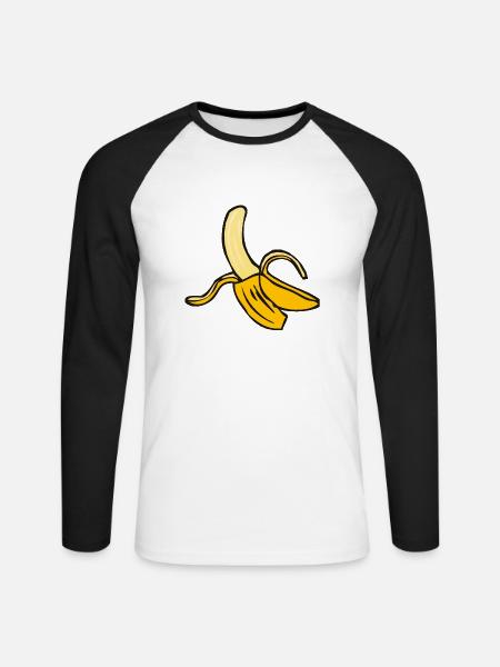 Banane 10 A - Unisex Baseballshirt langarm - Weiß/Schwarz