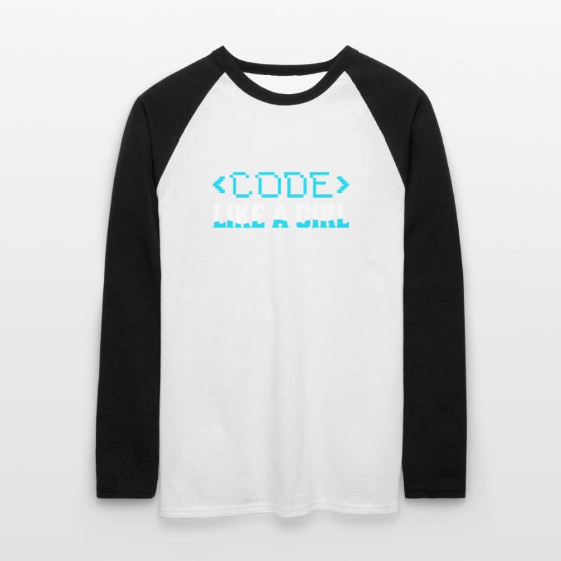 Code Like A Girl Coding Programmer Unisex Baseballshirt langarm