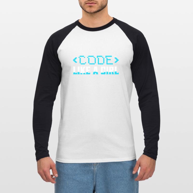 Code Like A Girl Coding Programmer Unisex Baseballshirt langarm