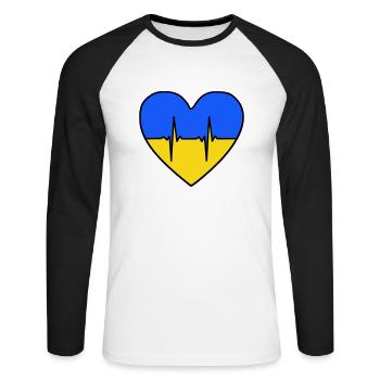 Ukraine Heart - Unisex Long Sleeve Baseball T-Shirt - white/black - Front - Nik (191cm)