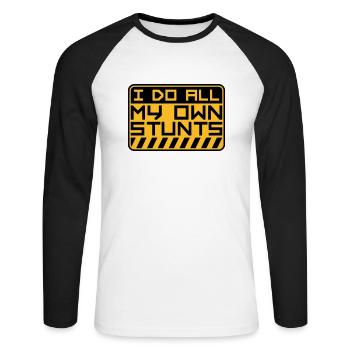 all my own stunts - Unisex Long Sleeve Baseball T-Shirt - white/black - Front - Nik (191cm)