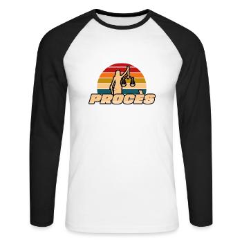 Je peux pas j’ai procès - T-shirt baseball manches longues Homme - blanc/noir - Devant - Nik (191cm)