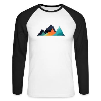 Gebirgslandschaft Geometrische Kunst - Unisex Baseballshirt langarm - Weiß/Schwarz - Vorne - Nik (191cm)