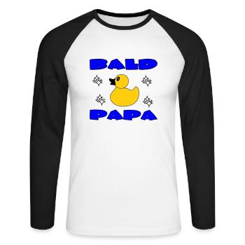 BALD PAPA - T-shirt baseball manches longues Homme - blanc/noir - Devant - Nik (191cm)