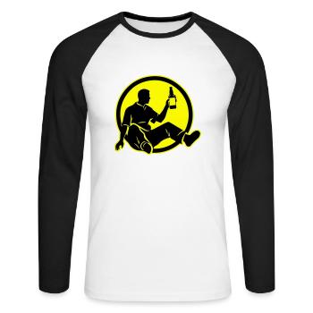 Bière buvant Silhouette Party - T-shirt baseball manches longues Homme - blanc/noir - Devant - Nik (191cm)