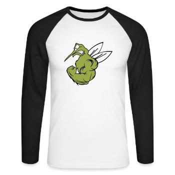 Strong Mosquito 02 - Unisex Long Sleeve Baseball T-Shirt - white/black - Front - Nik (191cm)