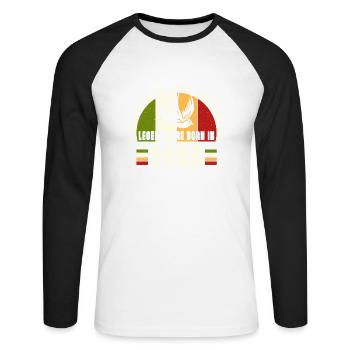 1985 Vintage Anniversaire Légende Cadeau - T-shirt baseball manches longues Homme - blanc/noir - Devant - Nik (191cm)