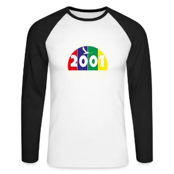 Jahrgang 2001 Retro - Bursdag - Unisex Baseballshirt langarm - Weiß/Schwarz - Vorne - Nik (191cm)