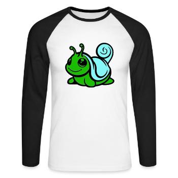 Bande dessinée d’escargot - T-shirt baseball manches longues Homme - blanc/noir - Devant - Nik (191cm)