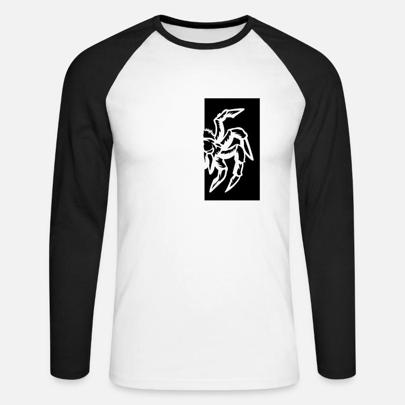 spinne spider - Unisex Baseballshirt langarm - Weiß/Schwarz