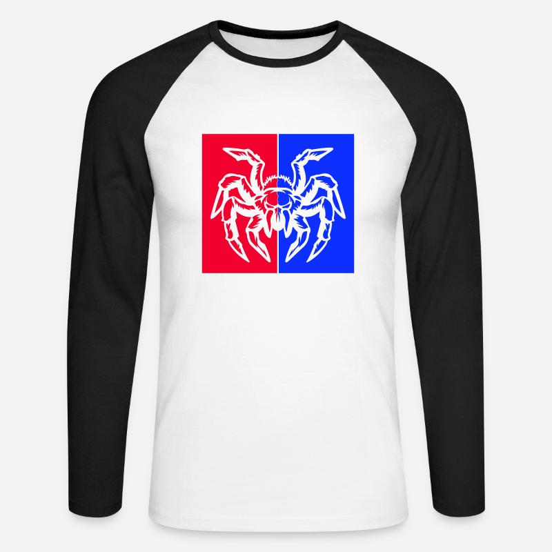spinne spider - Unisex Baseballshirt langarm - Weiß/Schwarz