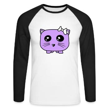 Fille chat joli arc petit hamster femme - T-shirt baseball manches longues Homme - blanc/noir - Devant - Nik (191cm)