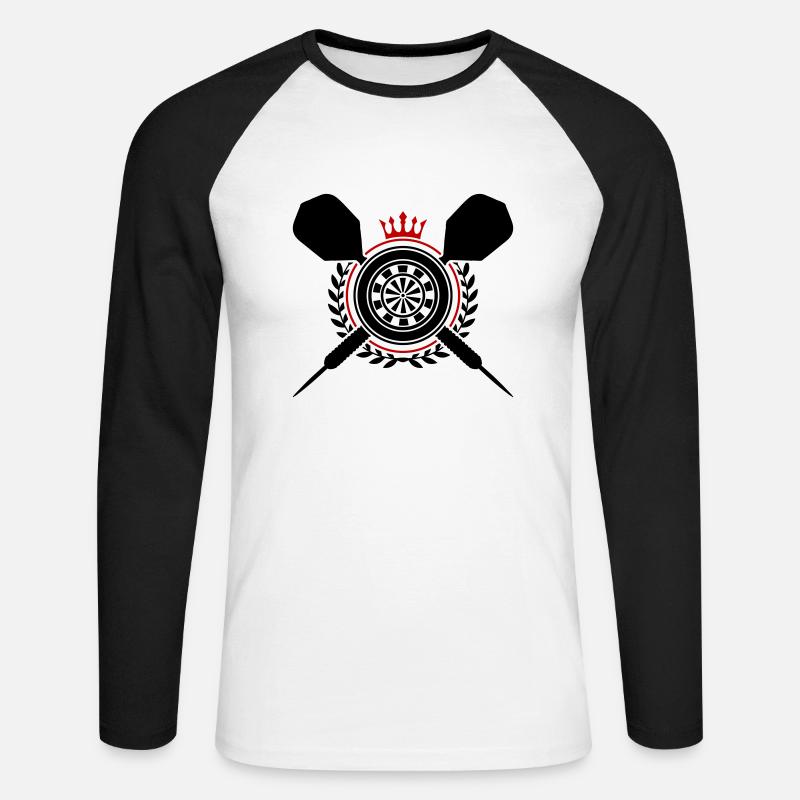 Darts Dartpfeil Dartscheibe - Unisex Baseballshirt langarm - Weiß/Schwarz