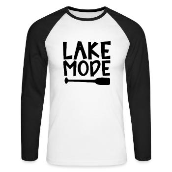 Lake Mode Adventure PaddelMotivation Design - Unisex Baseballshirt langarm - Weiß/Schwarz - Vorne - Nik (191cm)