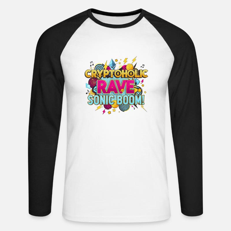 Crypto Trader Techno Kunst - Unisex Baseballshirt langarm - Weiß/Schwarz