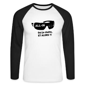 Chance - Unisex Long Sleeve Baseball T-Shirt - white/black - Front - Nik (191cm)