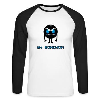 mr_ronchon - T-shirt baseball manches longues Homme - blanc/noir - Devant - Nik (191cm)