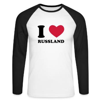 Russland - Unisex Baseballshirt langarm - Weiß/Schwarz - Vorne - Nik (191cm)