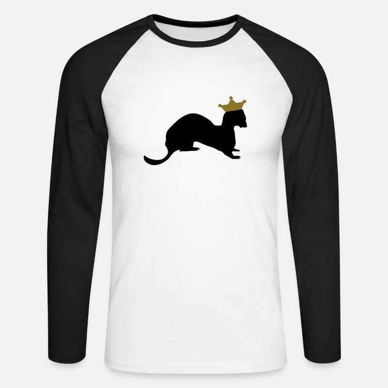 re donnola / king weasel (2c) - Maglia da baseball a manica lunga da uomo - bianco/nero