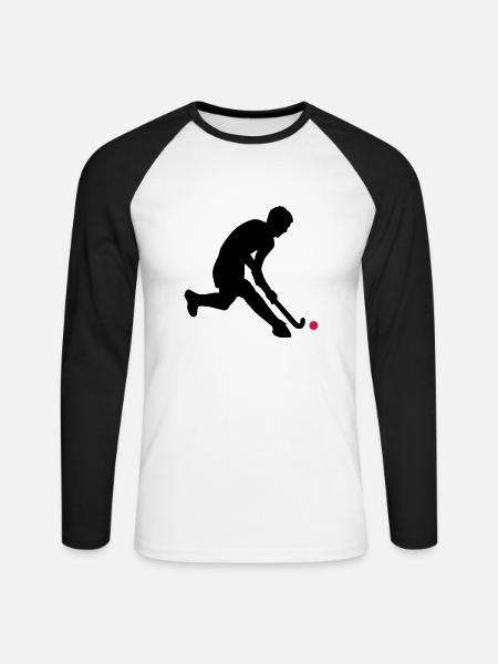 herrenhockey_c_2c - Unisex Baseballshirt langarm - Weiß/Schwarz