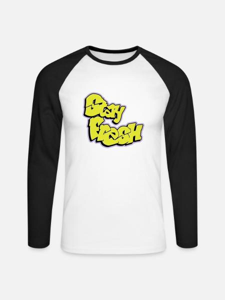 Stay Fresh - Unisex Long Sleeve Baseball T-Shirt - white/black