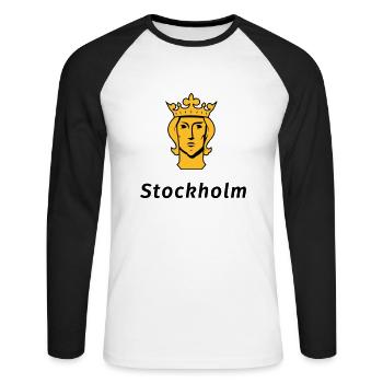 Stockholm - Unisex Baseballshirt langarm - Weiß/Schwarz - Vorne - Nik (191cm)