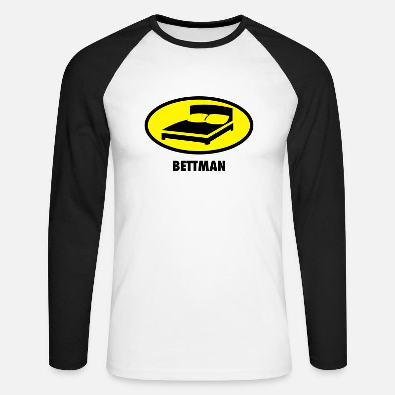 Bettman - Unisex Baseballshirt langarm - Weiß/Schwarz