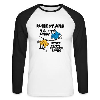 Eulen Ruhestand - na und? - Unisex Baseballshirt langarm - Weiß/Schwarz - Vorne - Nik (191cm)