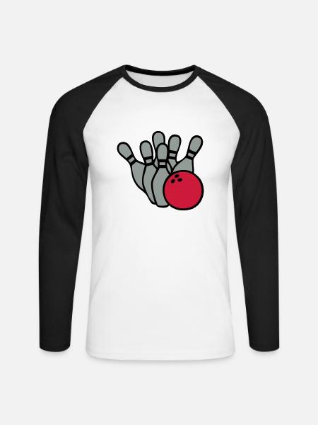 Bowling Logo 03.0 - Unisex Long Sleeve Baseball T-Shirt - white/black