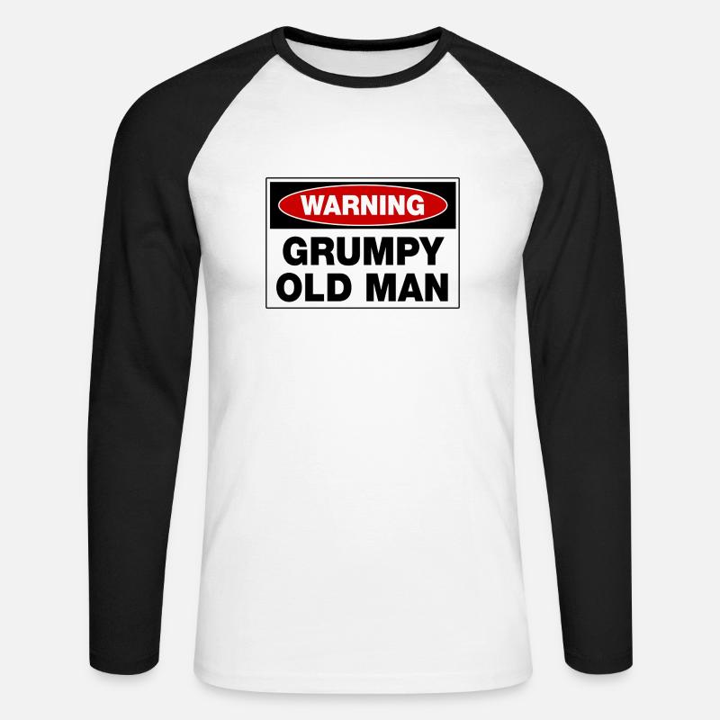 Warning Grumpy Old Man - Unisex Baseballshirt langarm - Weiß/Schwarz