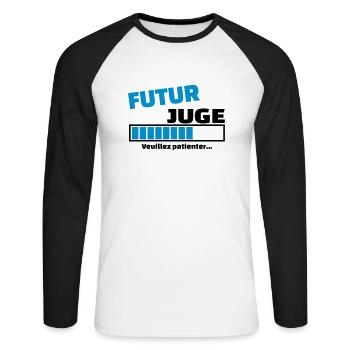 futur juge - T-shirt baseball manches longues Homme - blanc/noir - Devant - Nik (191cm)