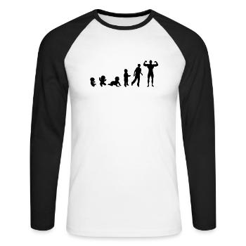 Evolution human men man bodybuilding sports - Unisex Long Sleeve Baseball T-Shirt - white/black - Front - Nik (191cm)