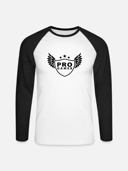 progamer - Unisex Baseballshirt langarm - Weiß/Schwarz