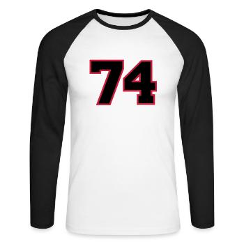 Number74 - T-shirt baseball manches longues Homme - blanc/noir - Devant - Nik (191cm)