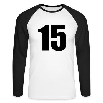 15 - Unisex Baseballshirt langarm - Weiß/Schwarz - Vorne - Nik (191cm)