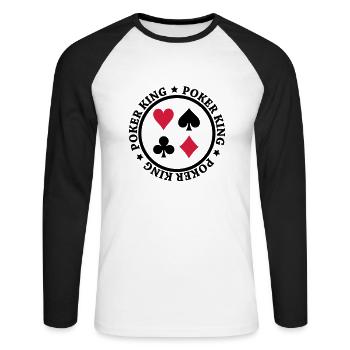 Poker King Design - Unisex Baseballshirt langarm - Weiß/Schwarz - Vorne - Nik (191cm)