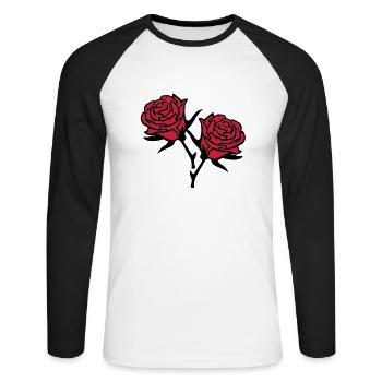 roses4 - Unisex Baseballshirt langarm - Weiß/Schwarz - Vorne - Nik (191cm)