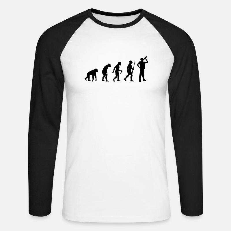 Beer Drinking Evolution - Unisex Long Sleeve Baseball T-Shirt - white/black