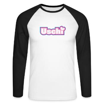 Uschi - T-shirt baseball manches longues Homme - blanc/noir - Devant - Nik (191cm)