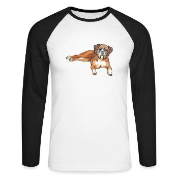 German boxer - Unisex Long Sleeve Baseball T-Shirt - white/black - Front - Nik (191cm)
