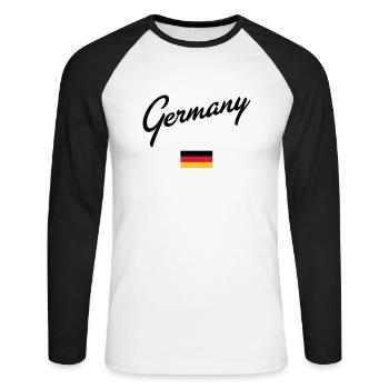 Allemagne - T-shirt baseball manches longues Homme - blanc/noir - Devant - Nik (191cm)