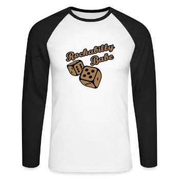 Rockabilly Babe - Unisex Long Sleeve Baseball T-Shirt - white/black - Front - Nik (191cm)