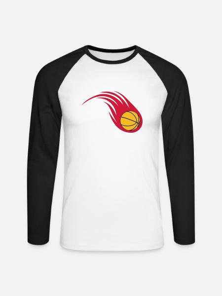 basketball fireball - Unisex Long Sleeve Baseball T-Shirt - white/black