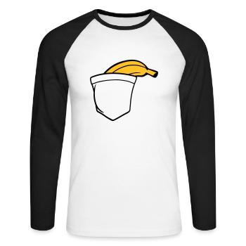 banana fruit funny healthy eating hunger delicious - Unisex Long Sleeve Baseball T-Shirt - white/black - Front - Nik (191cm)