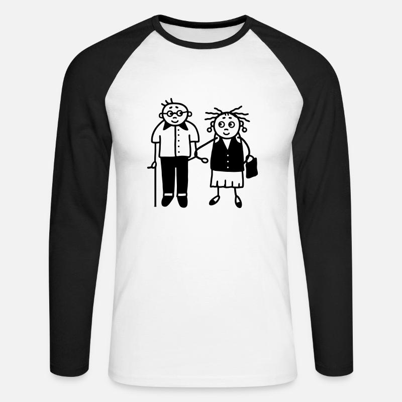 Oma & Opa - Ehepaar - Rentner - Unisex Baseballshirt langarm - Weiß/Schwarz