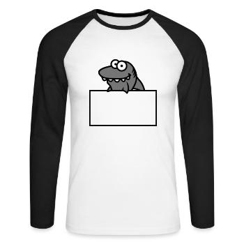hai shield funny frame wall show comic cartoo - Unisex Long Sleeve Baseball T-Shirt - white/black - Front - Nik (191cm)