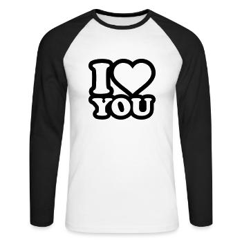 I love you - T-shirt baseball manches longues Homme - blanc/noir - Devant - Nik (191cm)