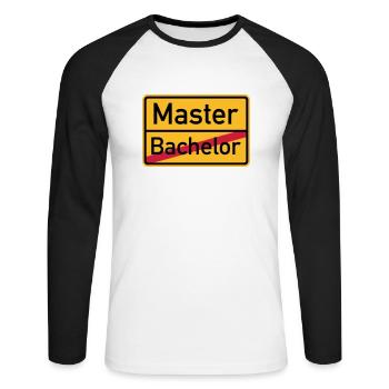 Master - Unisex Baseballshirt langarm - Weiß/Schwarz - Vorne - Nik (191cm)