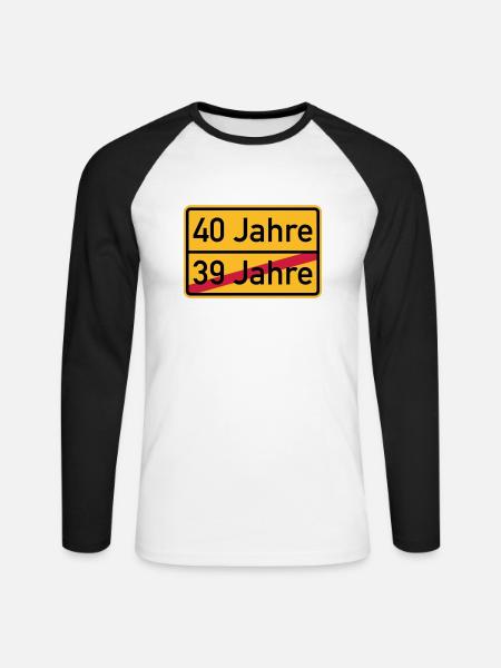 40. Geburtstag - Unisex Baseballshirt langarm - Weiß/Schwarz